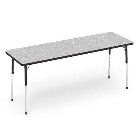 Virco 72 in. W, 24 in. L, 22-30 in. H, Grey Nebula Top / Black Edge 482472